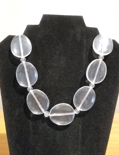 ** Silberfarbene kräftige klobige klare Lucite Halskette ** - Bild 2 von 4