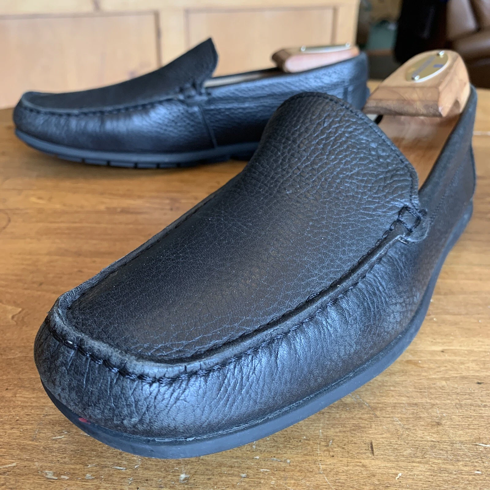 Ecco mocassini da guida in ciottoli neri da uomo 9 5 M