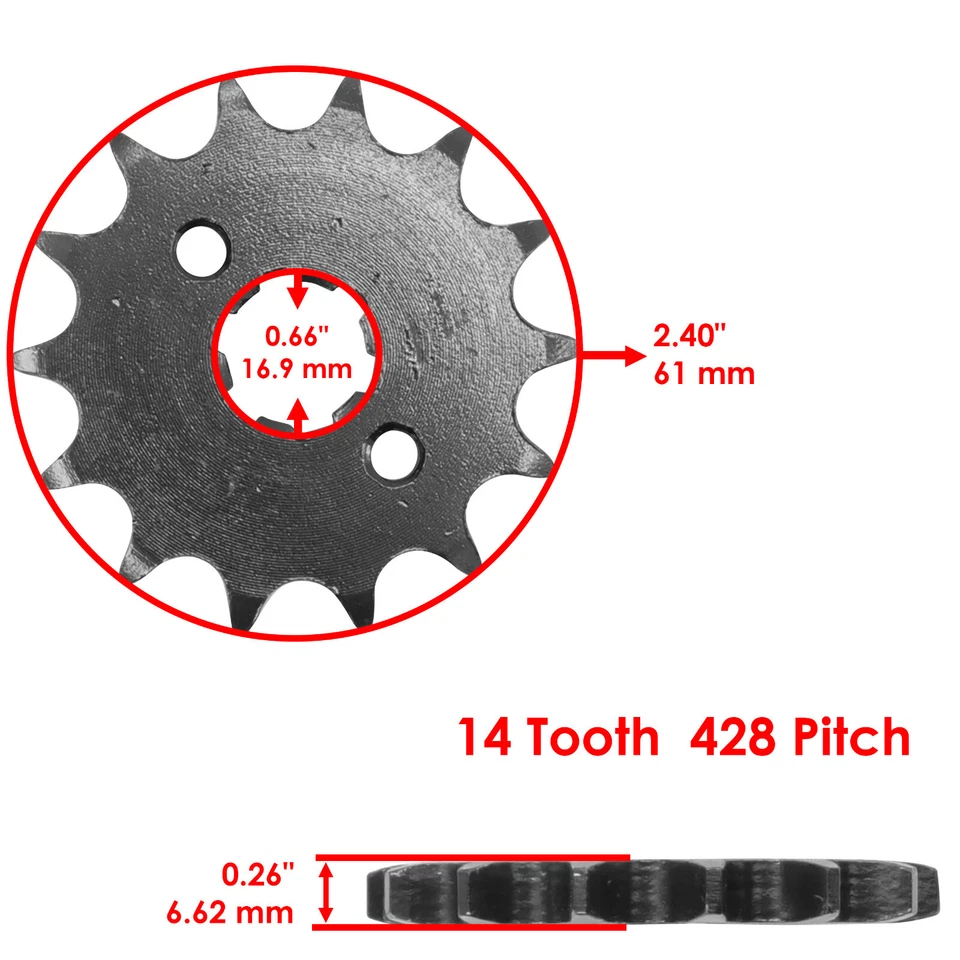 Drive Chain & Sprockets Kit for Honda XR100R 1985-2003 / CRF100F 2004-2013 - Image 3 of 4