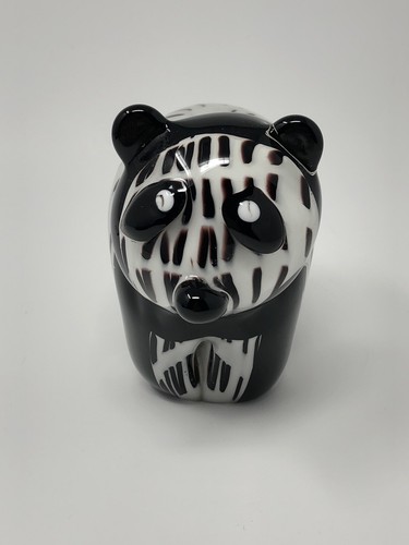 Panda Bear Figurine Art Glass Paperweight Heavy READ FLAW - Picture 2 of 15