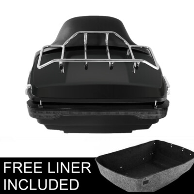 Matte Black 13.7'' King Trunk Top Rack Tail Light Fit For Harley Touring 14-26