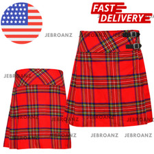 New Ladies Knee Length Kilt Skirt 14" Length Tartan Pleated Kilts -Royal Stewart