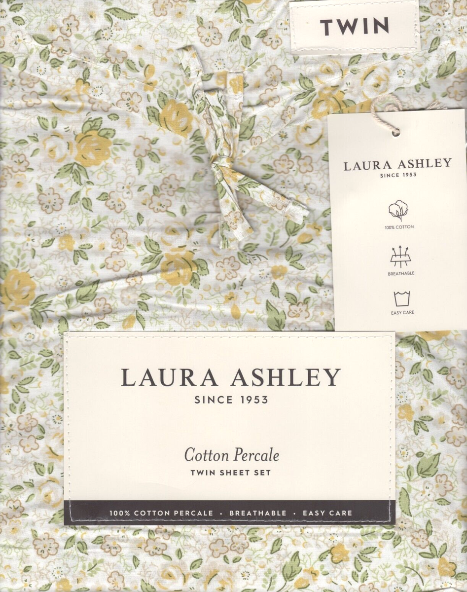 Laura Ashley Twin Sheet Set Rowena Floral Maze 3pc Green | eBay