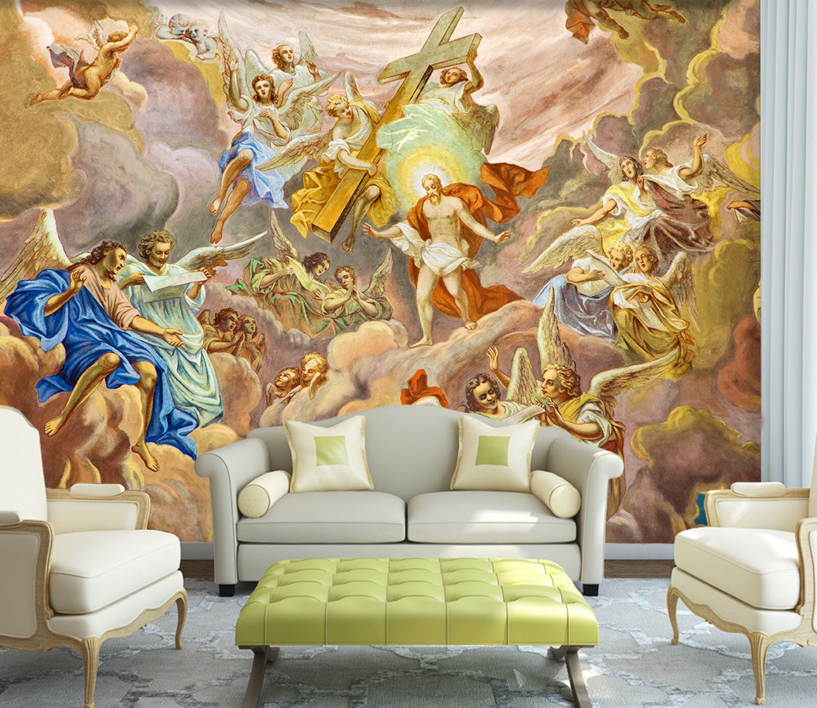 3D Yellow Cross KEP010 Jesus Religion God Wallpaper Wall Murals Removable Bea