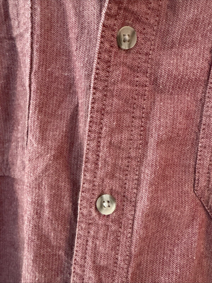 Camisa Timberland Para Hombres M Roja 100% Algodón Manga Larga Cuello Botones Ajuste Reg Foto 3 de 4