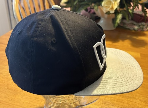 Dope Black And White Faux Leather Visor Flat Bill Snapback Cap Hat - Picture 6 of 7