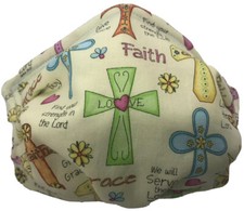 Cross Faith Grace Joy Pastel Spring Easter Face Mask Triple Layer Double Wire