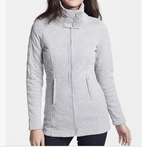 The North Face Womens M Caroluna Jacket-Plush Fleece Quilt Lined-Heather Gray - 第 1/9 張圖片