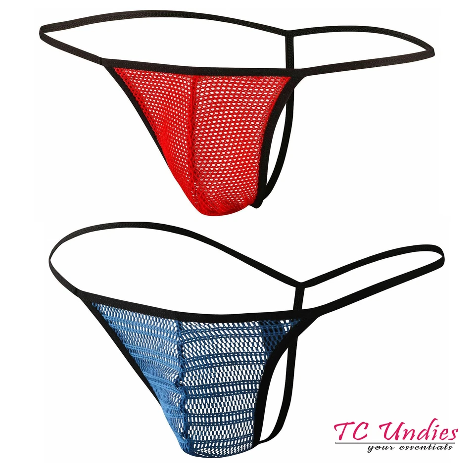*REDUCED* Doreanse 1306 Mesh String Mens Thong Lace Transparent Pouch Blue Red