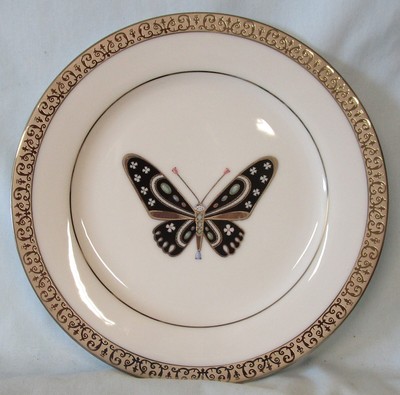 Royal Gallery Platinum Buffet Black Butterfly Accent Salad Plate 8 1/2''