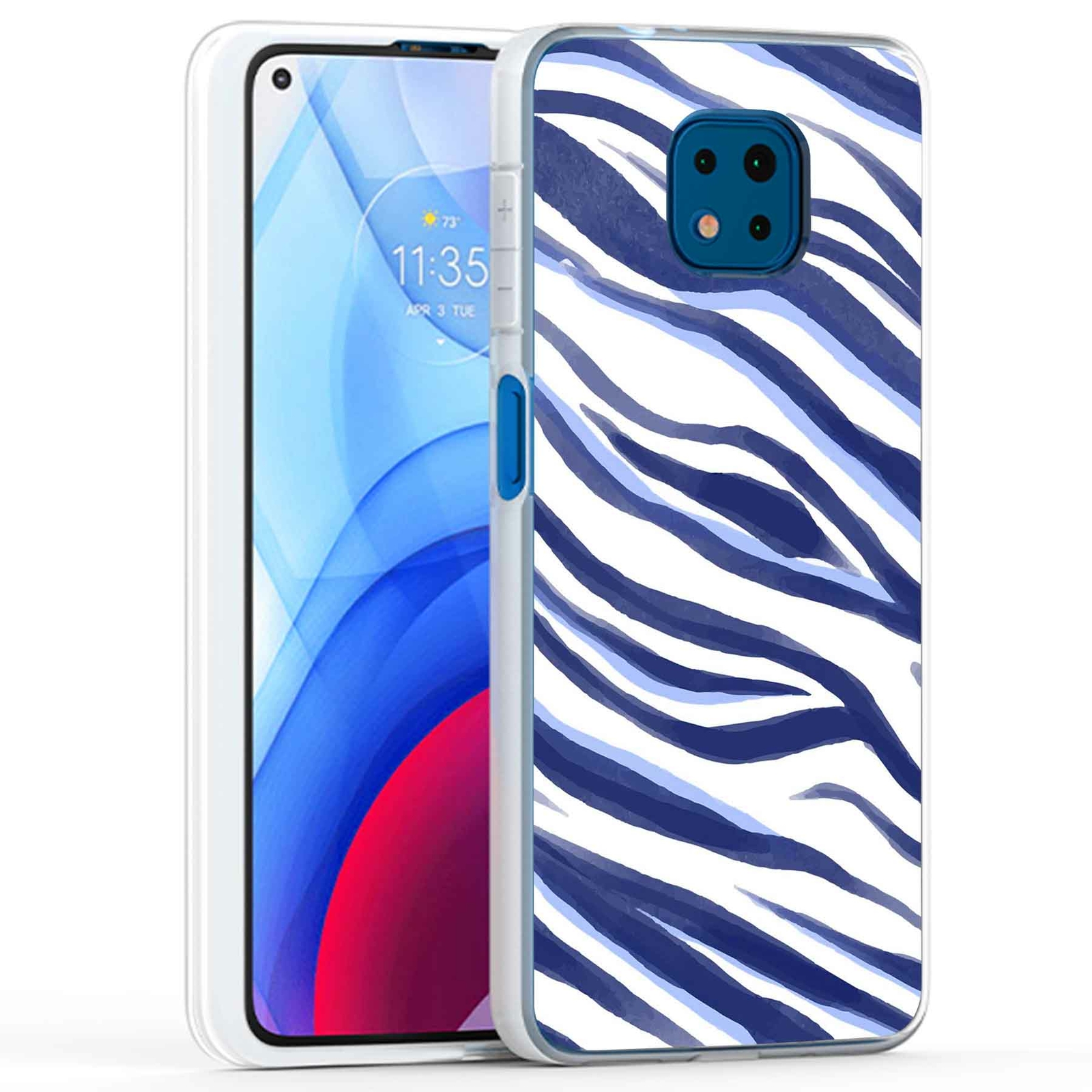 Phone Case Cover for Motorola Moto G Power 2021,Blue Watercolor 7 Print, USA