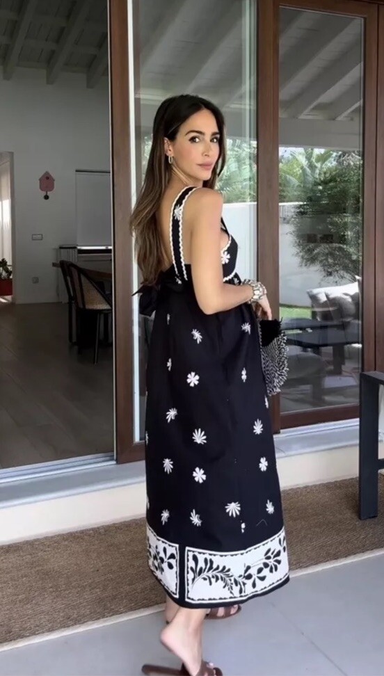 ZARA WOMAN SS24 PRINTED MIDI DRESS BLACK / ECRU S,M,L 1165