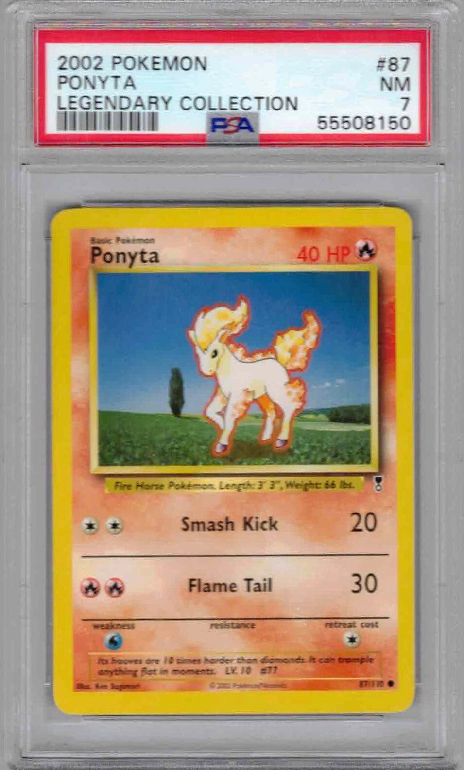 2002 Pokemon Legendary Collection, #87, Ponyta, PSA 7, NM