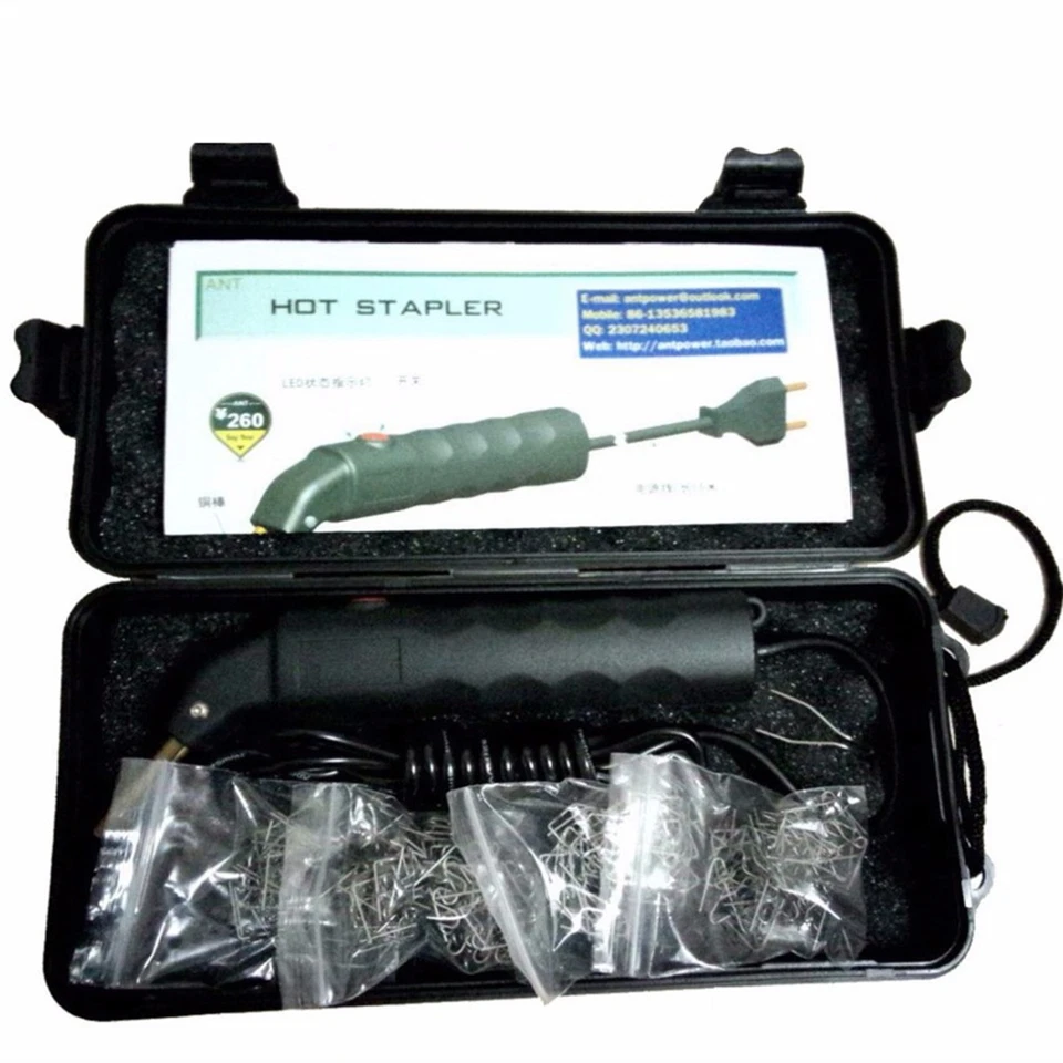 Pistola soldadora parachoques coche AC110-220V grapadora caliente LED herramienta de reparación de plástico + grapa 500x Foto 4 de 4
