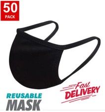 50 PCS Black Face Mask Reusable Washable Cloth Mask Men Women Family / Business