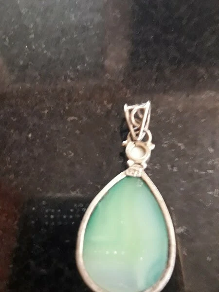 Colgante Gota Piedras Preciosas Aventurina Perla Natural Stearling Plata Material Fino Je Foto 3 de 3