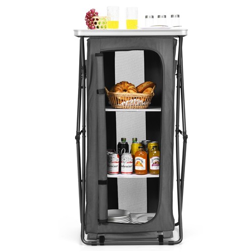 Patiojoy Portable Outdoor Camping Storage Cabinet Folding Organizer Kitchen - Picture 6 of 8