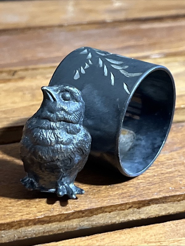 Antique Pewter Bird Napkin Holder