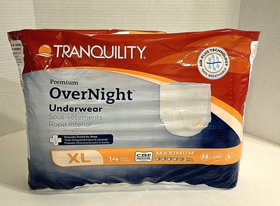 Tranquility Premium Overnight Disposable Underwear, XL - 14 Count Brand New