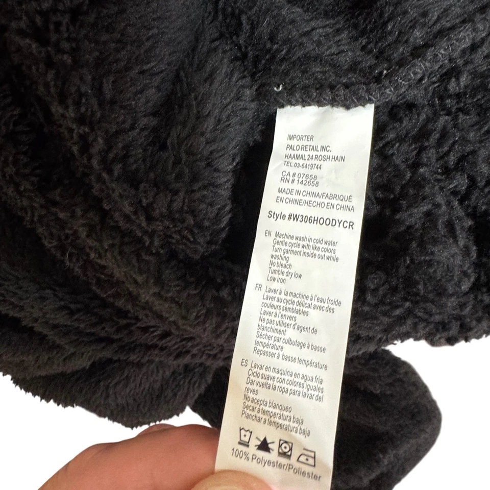 Charlotte Russe Mujer M Negro Felpa Difusa Capucha Pullover Acogedora Sherpa Sudadera con Capucha Foto 4 de 4