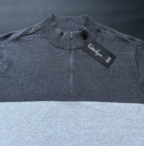 WALTER HAGEN Mens 1/4 Zip Pullover Golf Sweater Cotton Wool Gray Size Medium M - Picture 3 of 13