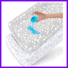 Waterproof Cotton Changing Pad Cover 2-Pack, Fits 32"x16", Grey  White