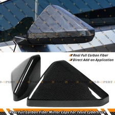 For 24-26 Tesla Cybertruck Direct Add-on Full Carbon Fiber Side Mirror Cover Cap