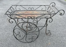 Woodard Rustic 26” Wrought Iron Metal Vintage Wagon Plant Patio Art Garden Cart
