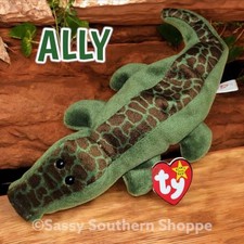    ALLY   1994 Ty Beanie Babies Green  Brown ALLIGATOR 4th Gen Tags MWMT 