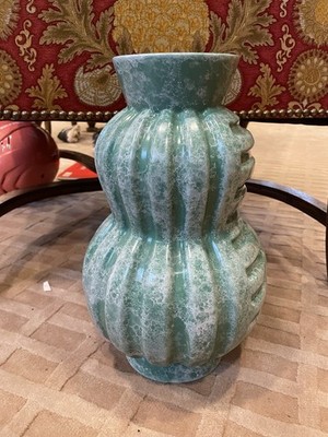 Jonathan Adler Stone Port Cinch Vase Art Deco Green & White RETIRED