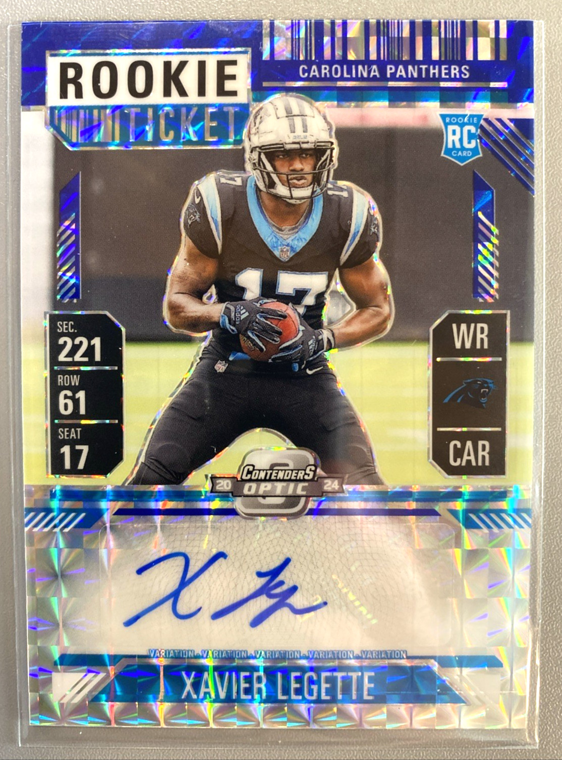 2024 Contenders Optic Xavier Legette #PV-XLE Rookie Ticket Variation Auto /24