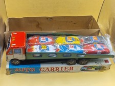 Vintage SANYU Tin Toy AUTO CARRIER Truck w/ Cars Japan Boxed Ichiko