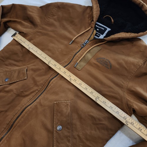 Chaqueta Quicksilver Para Hombre Con Capucha Forrada Sherpa Marrón Cremallera Completa Talla Mediana - Imagen 8 de 9