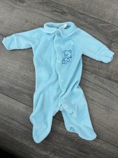 Royal Heir Baby Outfit Boy Vintage One Piece Sleeper Small Bear Blue Terry Cloth
