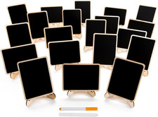 20 Pack Wood Mini Chalkboards Signs with Support Easels, Place Cards, Small Rect
