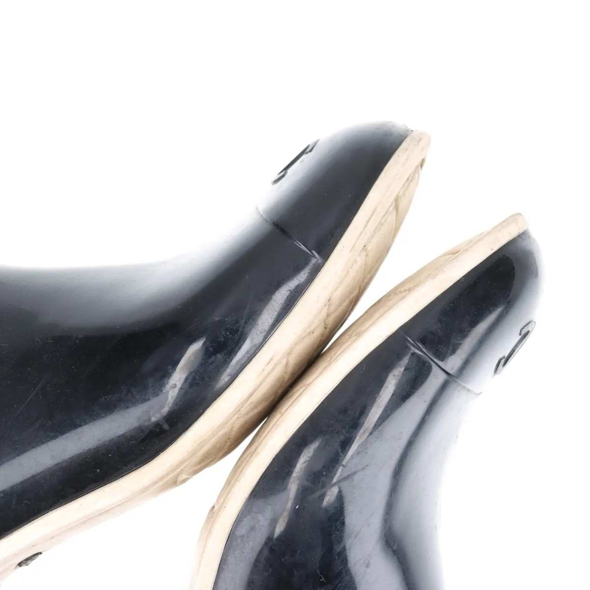Chanel Coco Mark Camelia 10P Rubber Rain boots 38 Ladies' Black x ivory G26648 W thumbnail 14