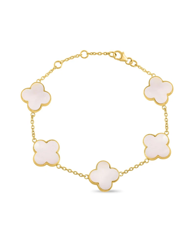 Statement Clover Chain Bracelet Unisex 925 Sterling Silver Bracelet for gift - Image 3 of 4