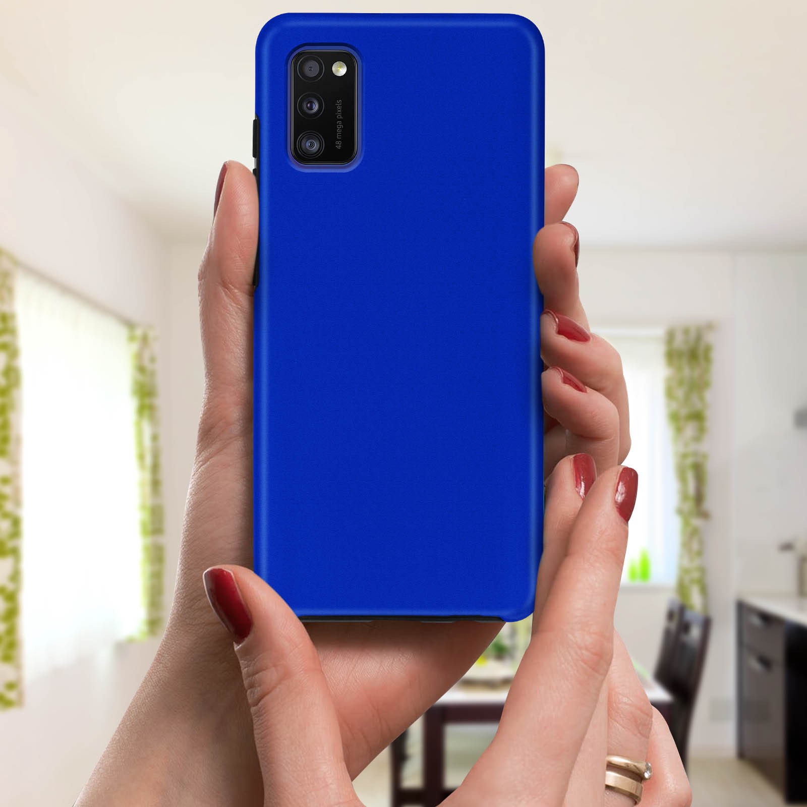 Coque Galaxy A41 anti rayure integrale bleu sans bulle - 4
