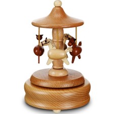 Carousel Music Box Wooden Merry Go Round Carousel Musical Box Beautiful Horse...