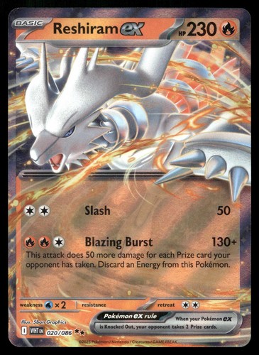 POKEMON RESHIRAM EX WHITE FLARE 20/86 HOLO DOUBLE RARE NM/M