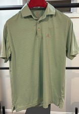 Rhoback Men's S Small Blue / Green Striped Stretch Short Sleeve Polo Birdie