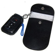 Genuine Leather Car Key Signal Blocker Case, Faraday Bag RFID Key Fob Antithe...