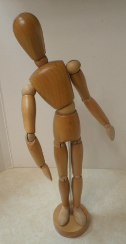 Vintage 13" Wooden Artist Articulated Jointed Mannequin W/ Stand Posable