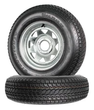 2-Pk Trailer Tire On Rim ST205/75D14 14 in. LRC 5 Lug Galvanized Spoke Wheel