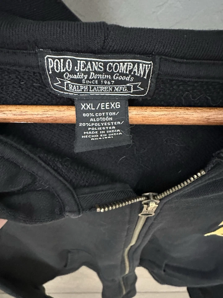 Sudadera con Capucha Ralph Lauren De Colección Para Hombre XL Negra Chaqueta Polo Jeans RL67 Foto 3 de 4
