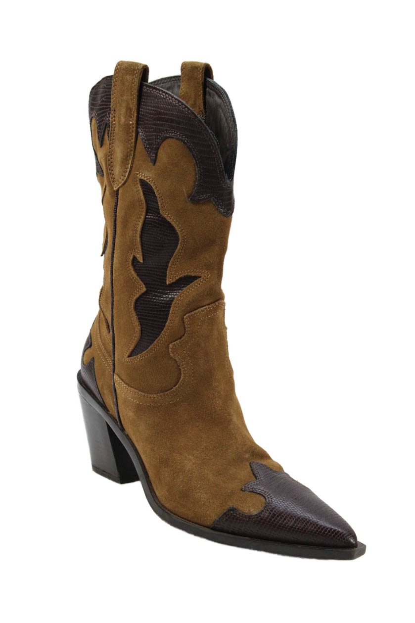 Zara Womens Leather Pointed Toe Cowboy Boots Brown Size 40 10Free Shipping in US $100+ Orders | $6.95 Orders Below