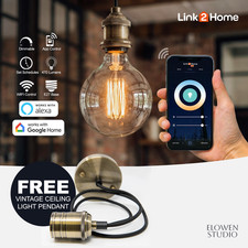Smart WiFi LED Filament Bulb Globe E27 – Includes Free Vintage Ceiling Light
