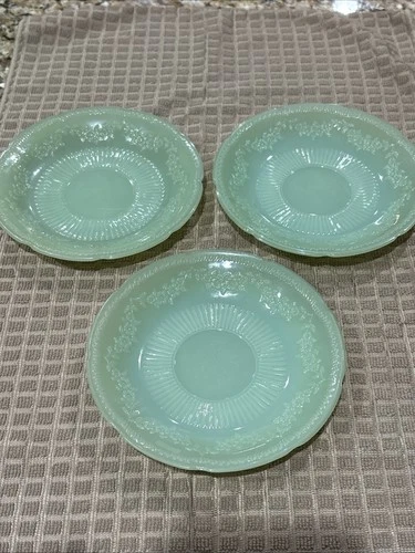 Vintage Fire King Jadeite Green Alice Saucer Plate 6" Set Of 3