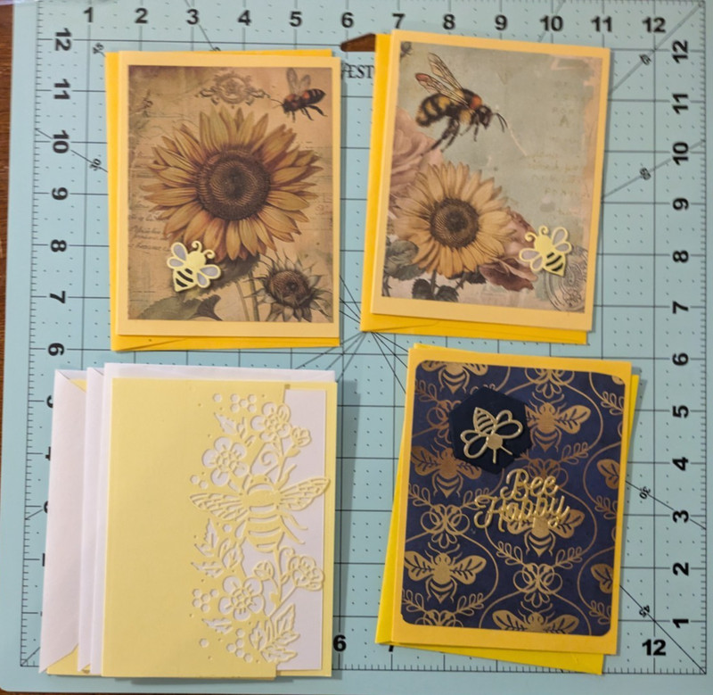 Handmade Bee Greeting Cards – Set of 6 – Blank Inside – Cute & Unique