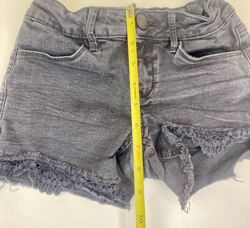SO Black Jean Shorts Crochet Hem Design Size 10 Girls Boho - Picture 5 of 5